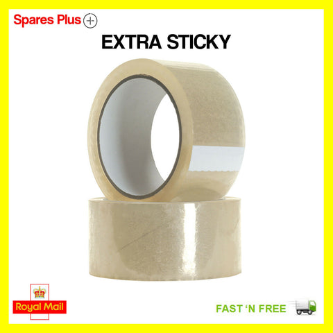 EXTRA STICK 6 x ROLLS OF CLEAR PACKING PARCEL PACKAGING TAPE 48mm x66M SELLOTAPE